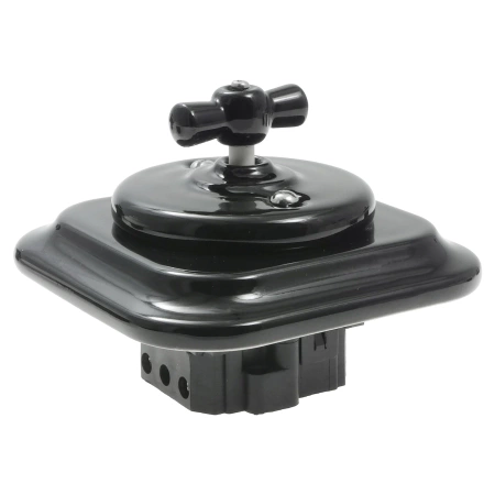 Włącznik dzwonkowy obrotowy ceramiczny, kwadratowy z ramką, podtynkowy czarny Ceramic Loft