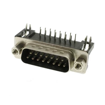 Wtyk D-Sub męski DB15 15-pin kątowy do PCB z zatrzaskami snap-in Connfly