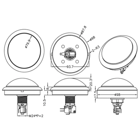 Przycisk BIG Push monostabilny 3A/250V zielony, podświetlenie 12V