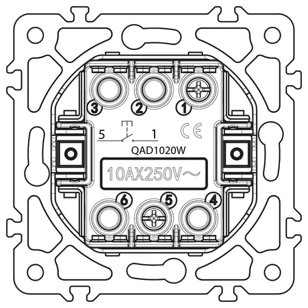 Przycisk dzwonkowy, kwadratowy, biały, podtynkowy, moduł bez ramki, 10 A, QUAD