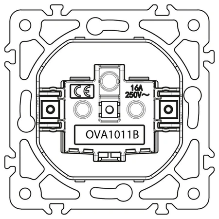 Gniazdo z bolcem uziemiającym, okrągłe, czarne, podtynkowe, moduł bez ramki, 16 A, OVAL