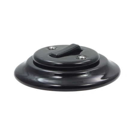 Włącznik światła pojedynczy ceramiczny, okrągły z ramką, podtynkowy czarny Ceramic Loft