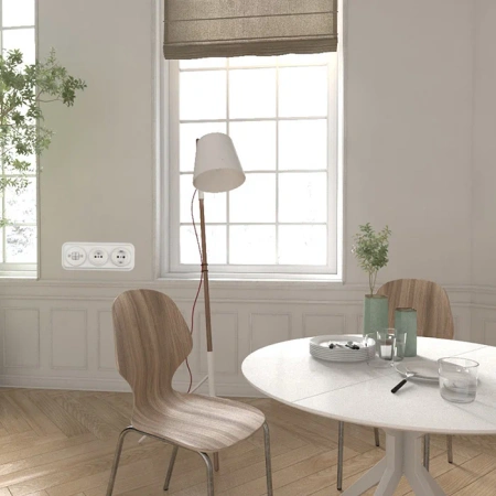 Włącznik światła krzyżowy kołyskowy ceramiczny, okrągły podtynkowy biały Ceramic Loft