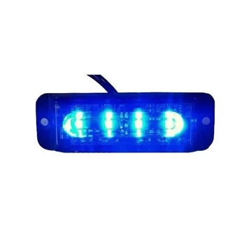 Lampa błyskowa LED do pojazdu, 20W, 4 LED, światło niebieskie, R65 R10, 12V/24V, LW0034