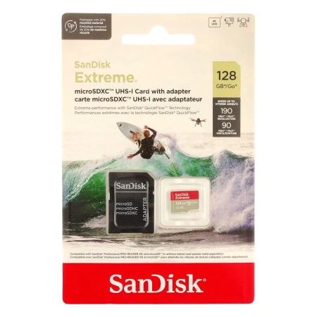 Karta pamięci z adapterem - SanDisk Extreme 128GB microSDXC UHS-I V30 A2 190MB/s
