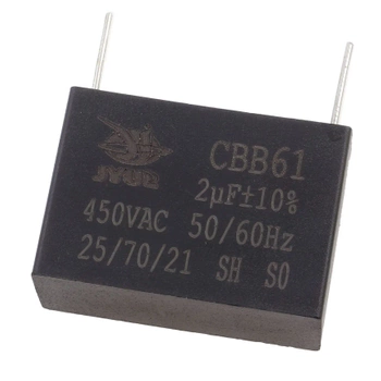Kondensator rozruchowy do silnika 2µF 450VAC, CBB61, do druku, raster 32mm, 38 × 14 × 28 mm