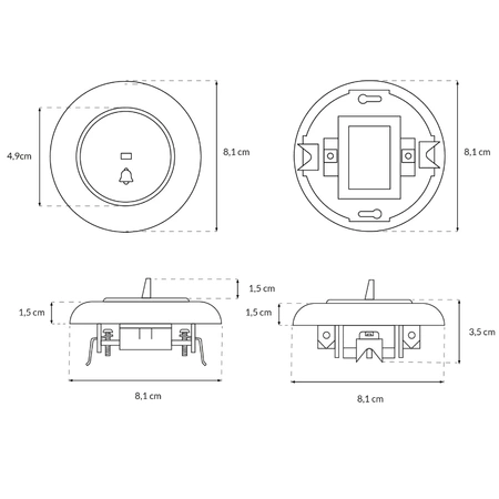 Włącznik dzwonkowy z ramką, montaż podtynkowy, kolor czarny Retro Vintage Loft