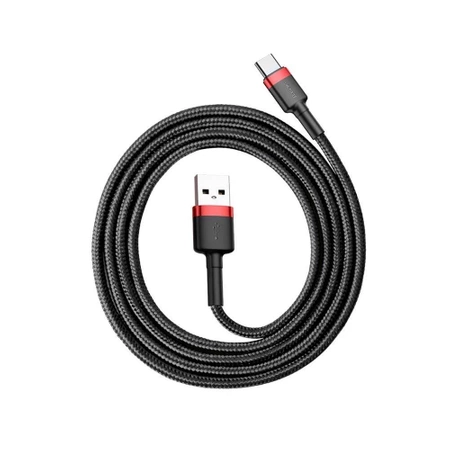 Kabel USB do USB-C 1m, szybkie ładowanie QC3.0 3A, nylonowy oplot, czarno-czerwony Baseus