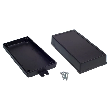 Obudowa uniwersalna Z52U, 74 × 145 × 40 mm, ABS, czarna, z panelami bocznymi, z uchwytem montażowym, Kradex