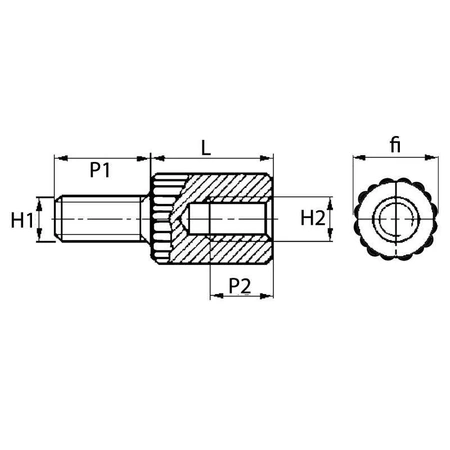 Tuleja dystansowa 12mm, gwint zew/wew. M2 mosiądz