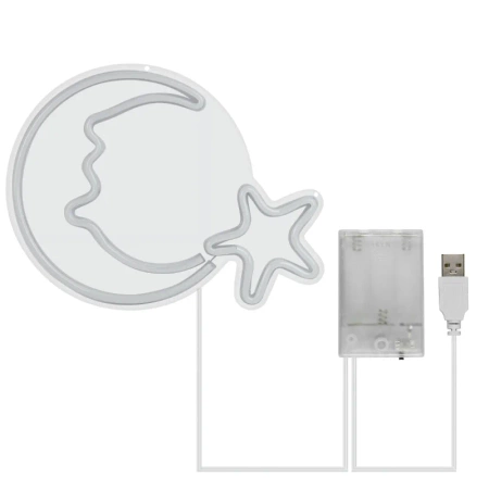 Neon LED "księżyc", dekoracja LED 38x28,5cm zasilanie z baterii lub USB