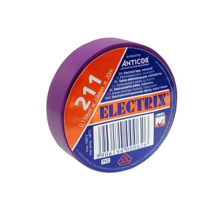 Taśma izolacyjna PVC ELECTRIX 211 19mm, fioletowa 20m