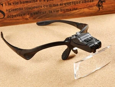 Lupa nagłowna czołowa, 2x LED, powiększenie max 3.5x