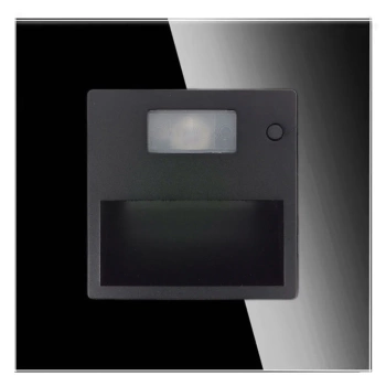 Lampka schodowa LED 1.5W z czujnikiem ruchu czarna podtynkowa z ramką szklaną - TAWOIA Glass