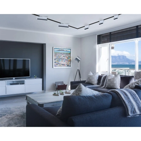 Łącznik kątowy do szyny magnetycznej poziomy podtynkowy biały M-LINE