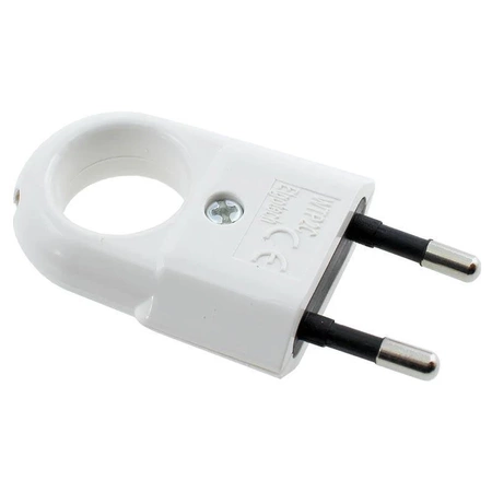 Wtyczka płaska 250 V 2,5 A z uchwytem, biała, model WT-2C, kod WTP2C-BIAŁY