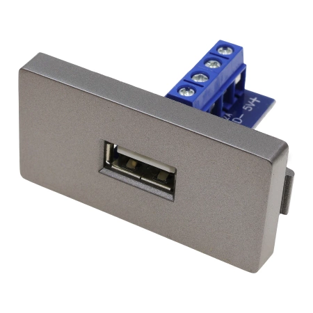 Ładowarka USB 2.4A, 1x USB grafitowy, moduł 1/2 do ramki Tawoia Glass