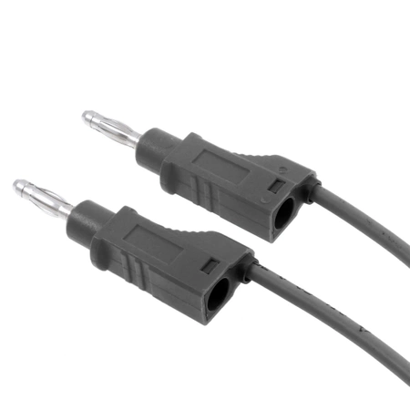 Przewód silikonowy 1mm2 z 2 wtykami prostymi 4mm 20A z dodatkowym gniazdem 4mm, 2m czarny