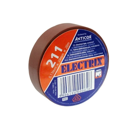 Taśma izolacyjna PVC ELECTRIX 211 19mm, brązowa 20m