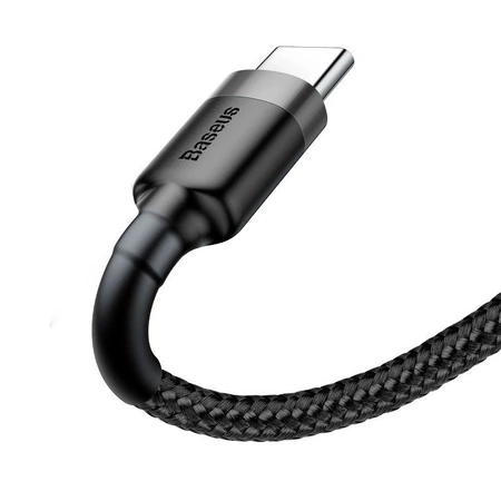 Kabel USB do USB-C 3m, szybkie ładowanie QC3.0 2A, nylonowy oplot, czarny, Baseus