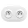 2x Gniazdo elektryczne okrągłe z ramką podwójną, białe, montaż podtynkowy, Ceramic Loft