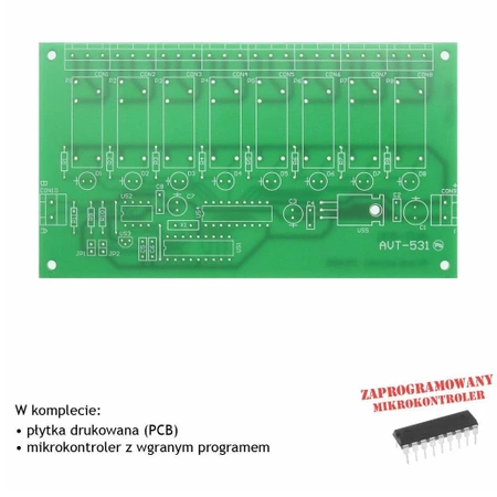Klocki RS485 - karta wyjść przekaźnikowych - PCB i mikroprocesor do projektu AVT 531