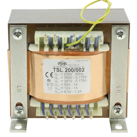 Transformator sieciowy lampowy TSL 200/002, 200VA, 350/397V + 6,3V, 0,175A, Indel