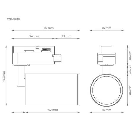 Zestaw oświetlenia szynowego X-LINE: 4 reflektory GU10, 2m szyny, złączka prosta, biały