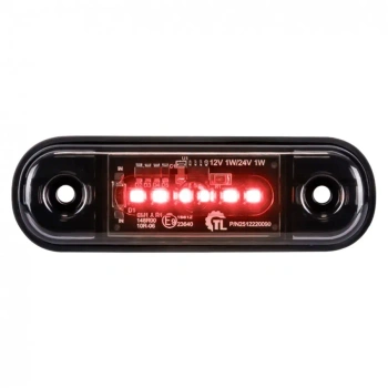 Lampa obrysowa LED czerwona 6 diod 12/24 V, klosz przyciemniany DARK - L1322