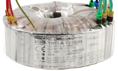 Transformator toroidalny 120VA Indel TSTLA 120/004 115V/230V (260V-0-260V, 30V, 3.15V-0-3.15V, 0-5V-6.3V) do wzmacniaczy lampowych