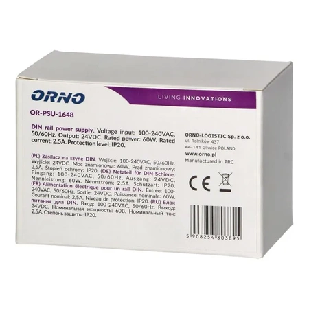 Zasilacz na szynę DIN 24VDC 2.5A 60W