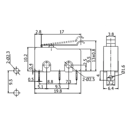 Przełącznik krańcowy ON-(ON) 5A MSW-14
