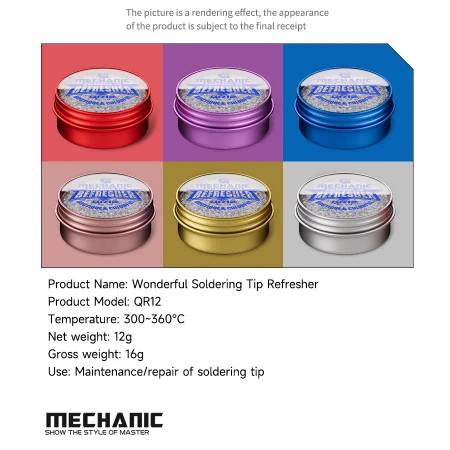 Preparat do regeneracji grotów lutowniczych - Mechanic QR12 Soldering Tip Refresher, puszka 12g