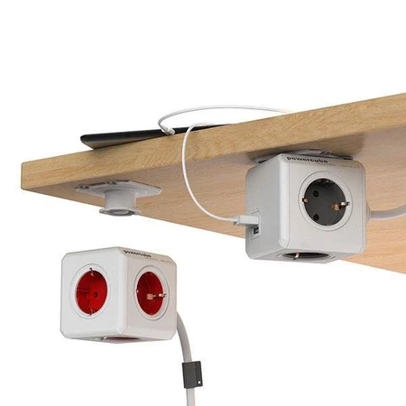 Przedłużacz PowerCube Extended USB 3m, rozgałęźnik 4 gniazda + 2x USB, szary