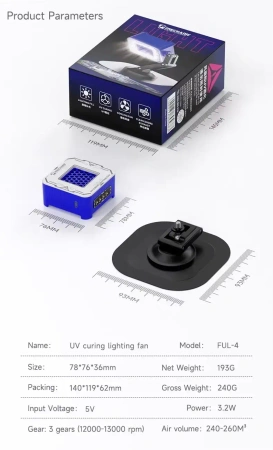 Lampa UV FUL-4, 4w1: UV, oświetlenie LED, wentylator i odciąg dymu, Mechanic