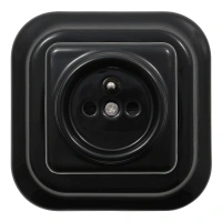 Gniazdo elektryczne kwadratowe z ramką, czarne, montaż podtynkowy, Ceramic Loft