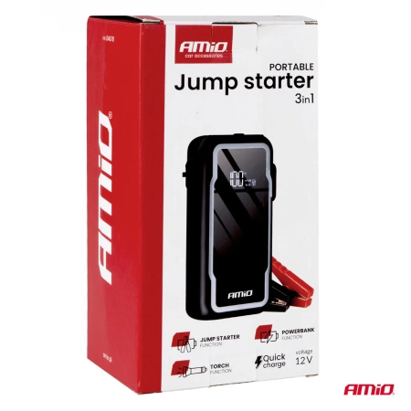 Jump Starter 12V 12Ah 1600A 3w1 Starter - Latarka - Powerbank AMIO 04678