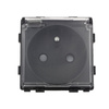 Gniazdo elektryczne IP44 z klapką - szklana ramka - czarne - Tawoia Glass