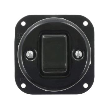 Włącznik światła pojedynczy dwubiegunowy ceramiczny, okrągły podtynkowy czarny Ceramic Loft