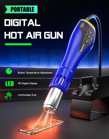 Opalarka hot air 958HT, 600 W, 100–550°C, cyfrowa, przenośna, Mechanic