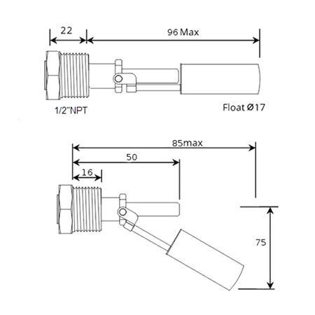 Magnetyczny czujnik poziomu cieczy CMW115 rurka 1/2 cala