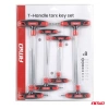 Klucze Torx Security z rękojeścią T T10–T50, zestaw 8 szt., stal Cr-V, AMIO-04827