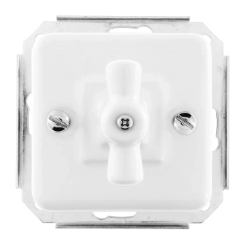 Włącznik żaluzjowy obrotowy ceramiczny, kwadratowy podtynkowy biały Ceramic Loft