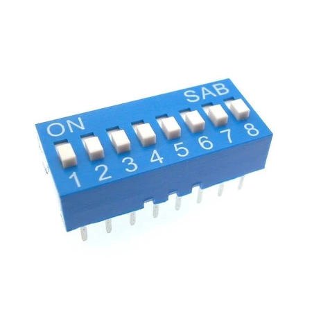 Przełącznik DIP-SWITCH, 8 sekcji, ON-OFF, niebieski