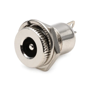 Gniazdo zasilania DC 2,1/5,5 mm do obudowy, metalowe (nakrętka)
