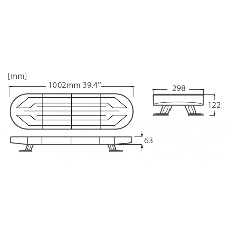 Belka ostrzegawcza LED na dach pojazdu, 100 cm, 60W, 48 LED, światło pomarańczowe, śruby, TA2, BLK0034