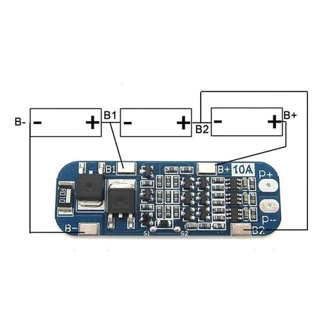 Moduł BMS PCM PCB ładowania i ochrony ogniw Li-ion 3S - 12V - 10A - 18650