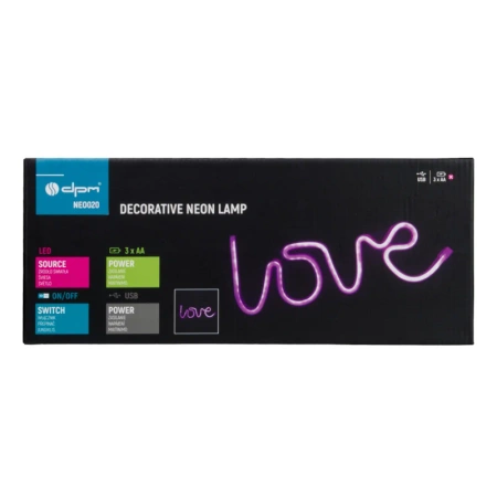 Neon LED "love", dekoracja LED 34x12,5cm zasilanie z baterii lub USB