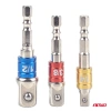 Zestaw 3 adapterów do nasadek 1/4", 3/8", 1/2" z kolorowym oznaczeniem rozmiaru, trzpień 1/4" HEX - AMiO 04936
