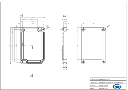 Obudowa hermetyczna z uchem ZP120.80.45 jasnoszara ABS
